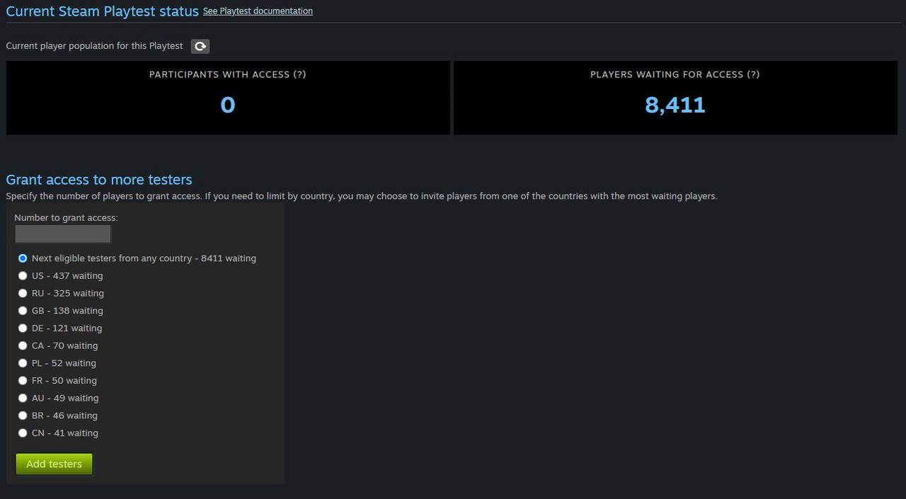 Image published with the source announcement: Steam Playtest separates testing from the main game release